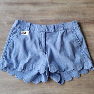 J.Crew Linen Scalloped Shorts Women’s Periwinkle Blue Mid-Rise Summer Chic